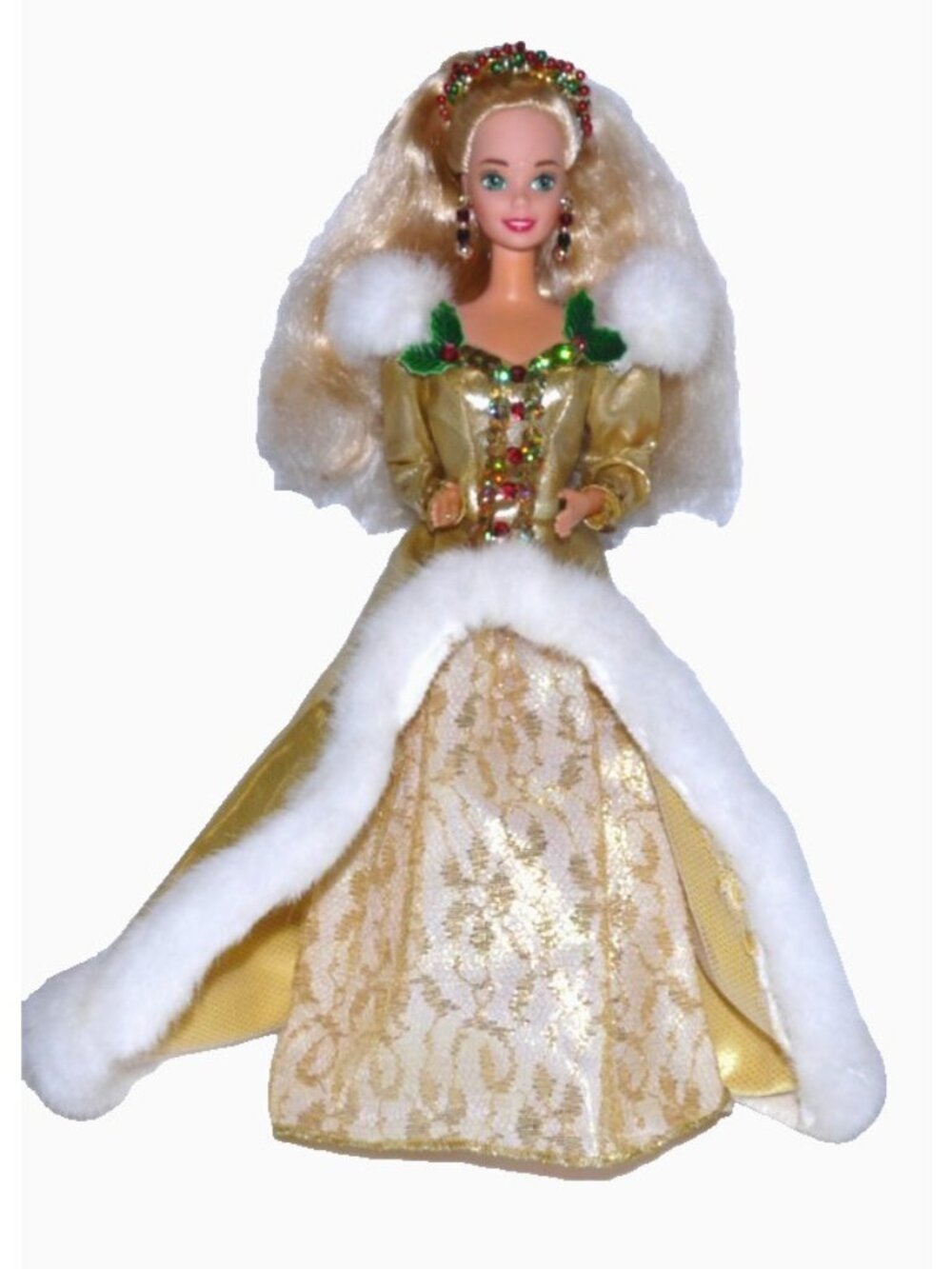 Holiday Barbie doll gold dress 1994 Mattel, minor marks on dress, no shoes